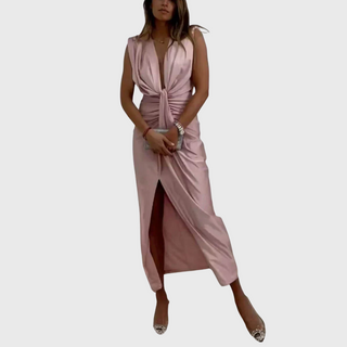 Robe midi drapée fendue Odalis