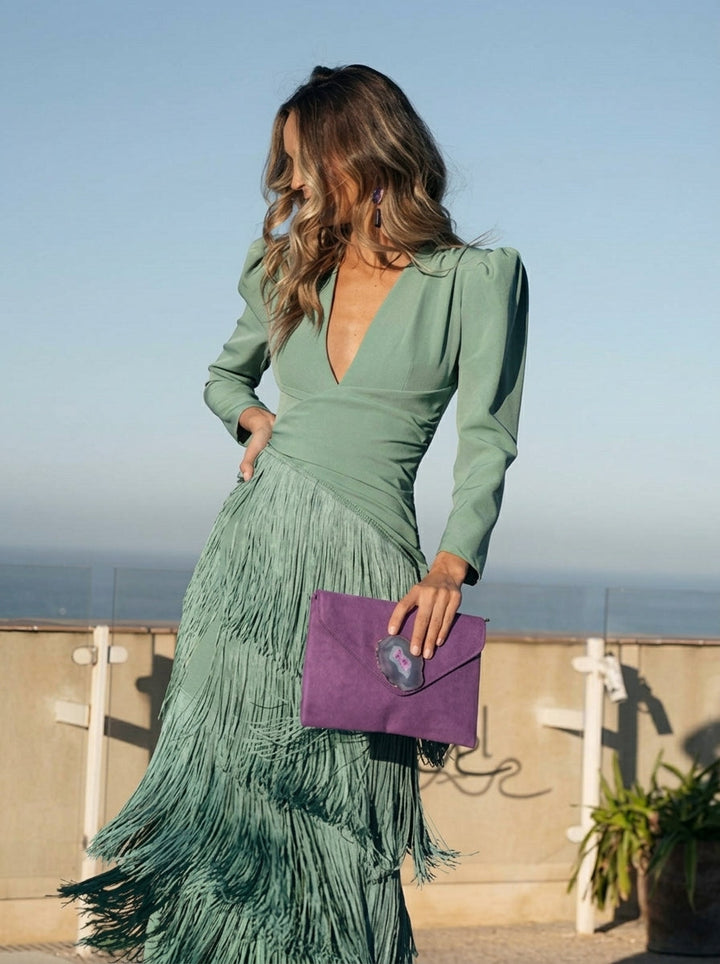 Salvia Fringe Dress