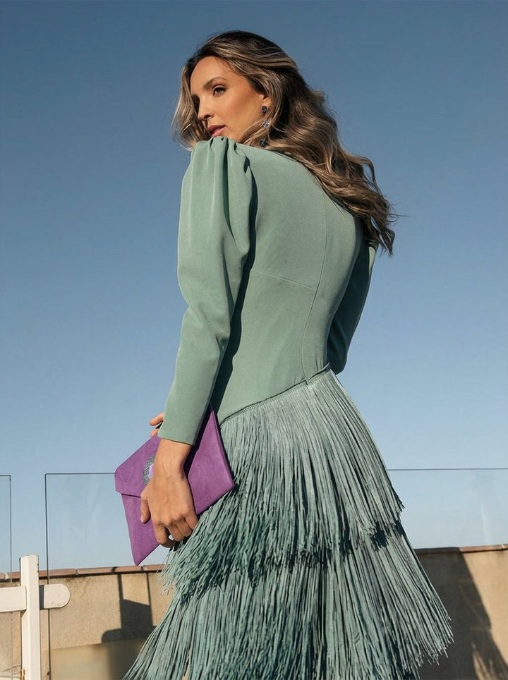 Salvia Fringe Dress