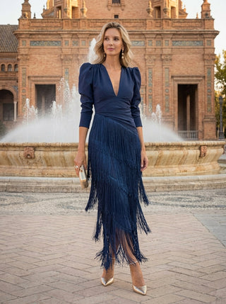Salvia Fringe Dress