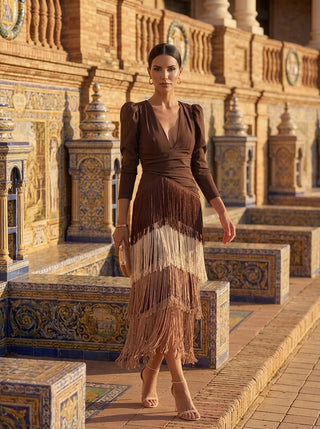 Salvia Fringe Dress