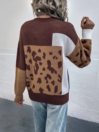 Odalys Vintage Leopard Patchwork Sweater