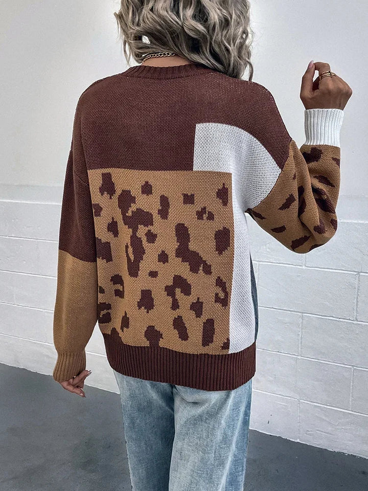 Odalys Vintage Leopard Patchwork Sweater