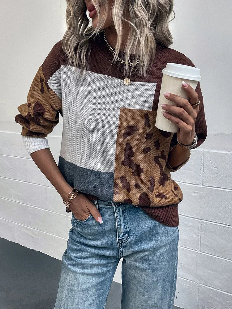 Odalys Vintage Leopard Patchwork Sweater