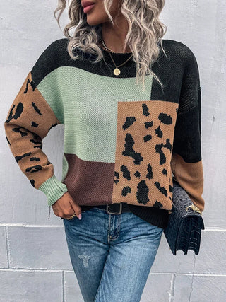Odalys Vintage Leopard Patchwork Sweater