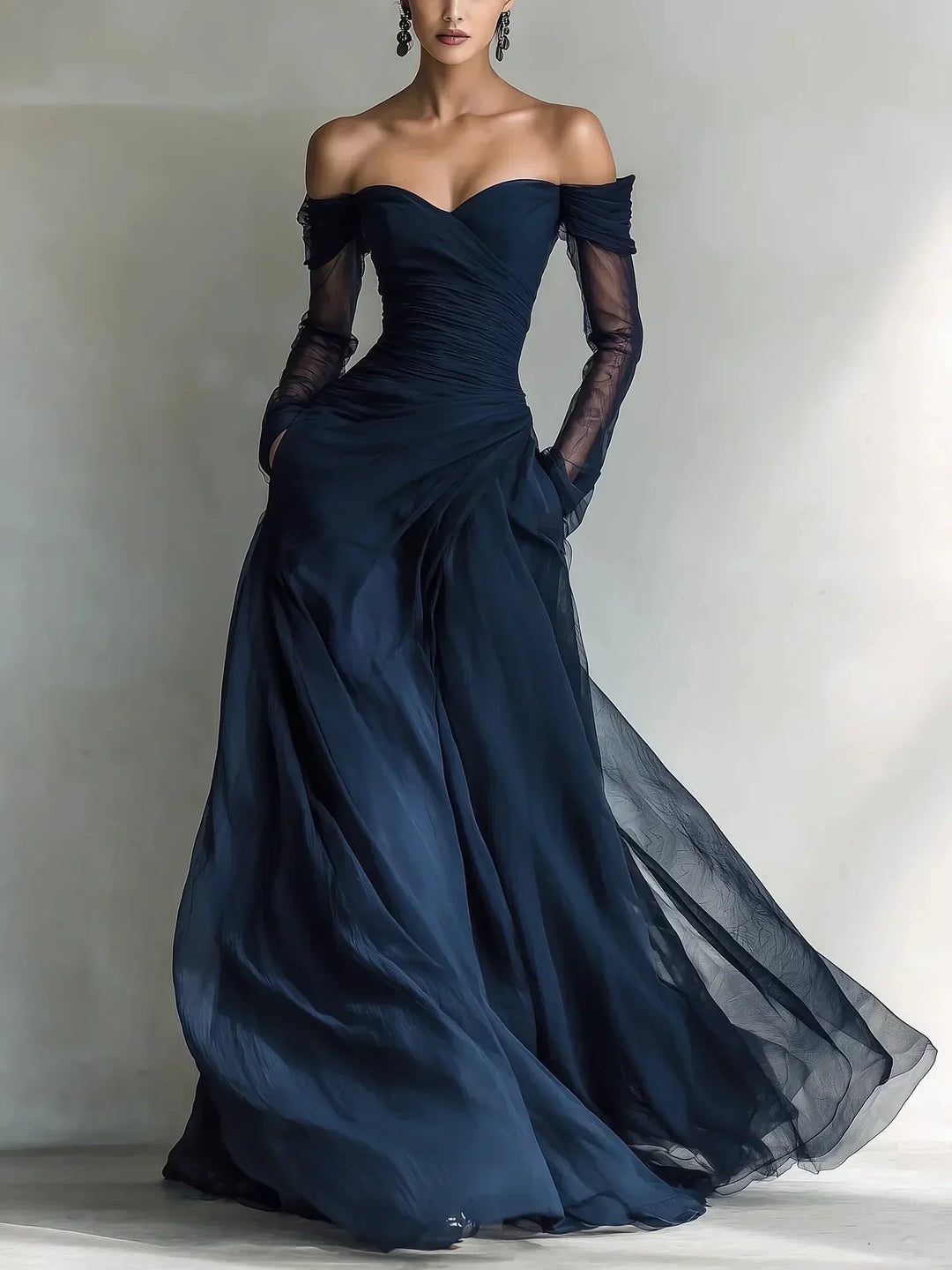 Robe longue Eleonora à épaules dénudées