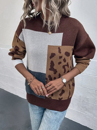 Odalys Vintage Leopard Patchwork Sweater