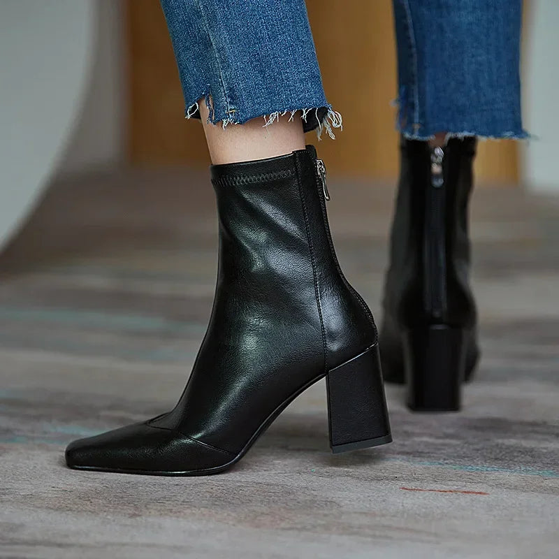 Refina Square Toe Ankle Boots