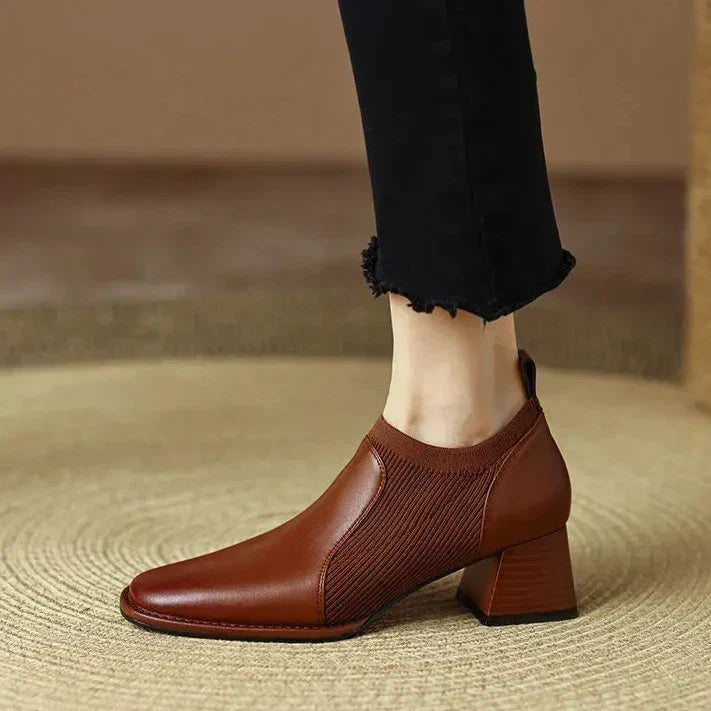 Else Square Toe Block Heel Boots