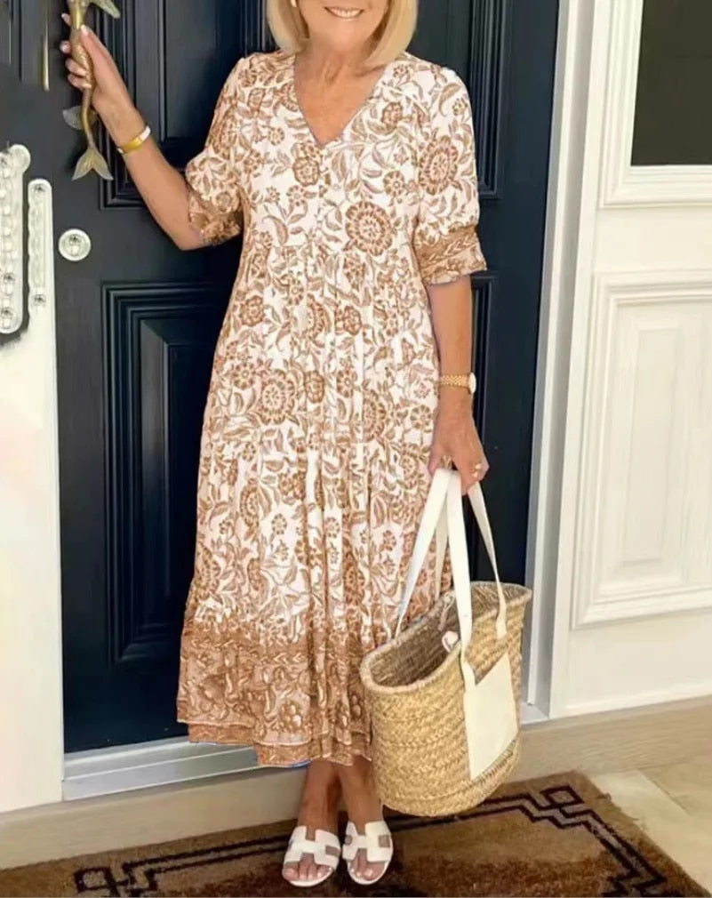 Aria Floral V-Neck Maxi Dress