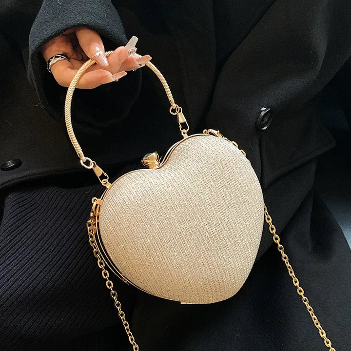Iris Heart-Shaped Metallic Purse