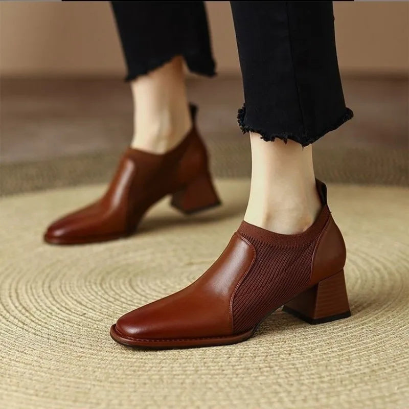 Else Square Toe Block Heel Boots
