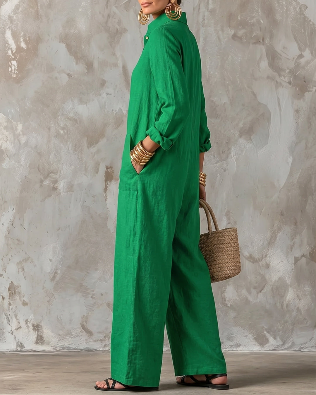 Loose Fit Long Sleeve Jumpsuit