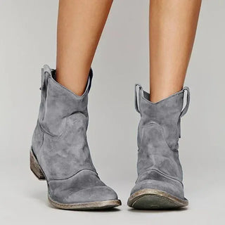Camellia Vintage Cowboy Ankle Boots