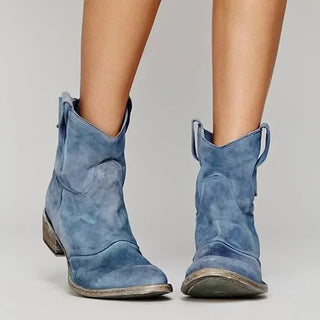 Camellia Vintage Cowboy Ankle Boots