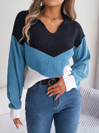 Rosamund Patchwork Lantern Sleeve Sweater