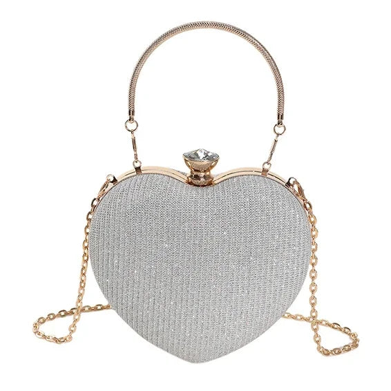 Iris Heart-Shaped Metallic Purse