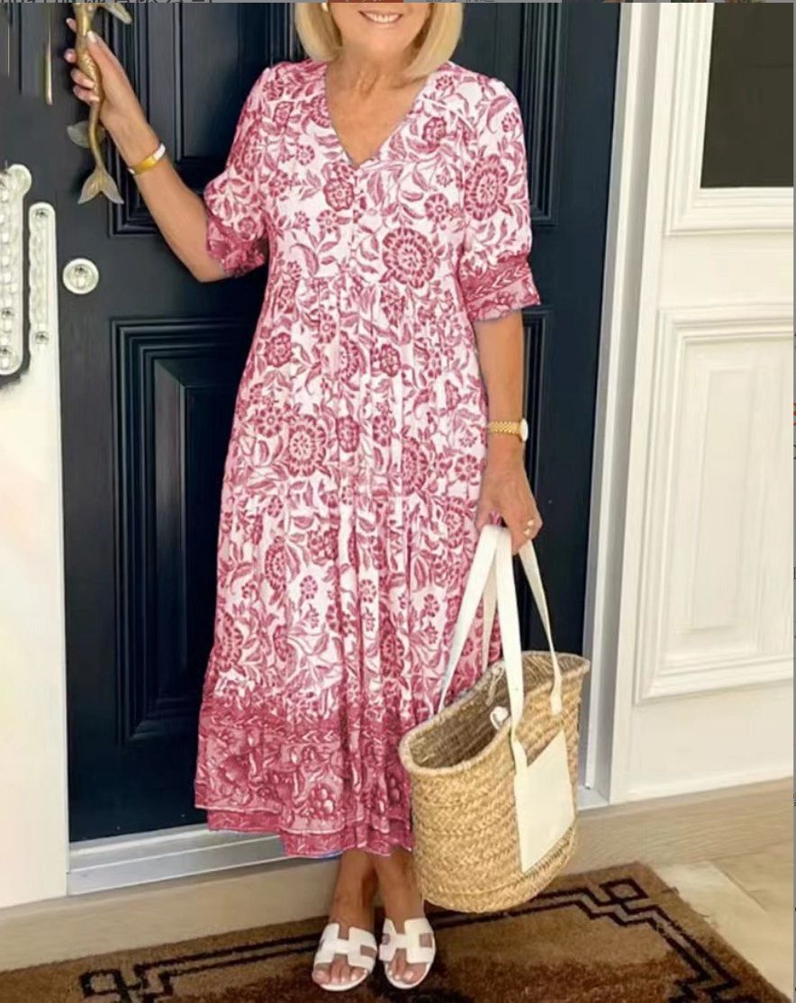 Aria Floral V-Neck Maxi Dress