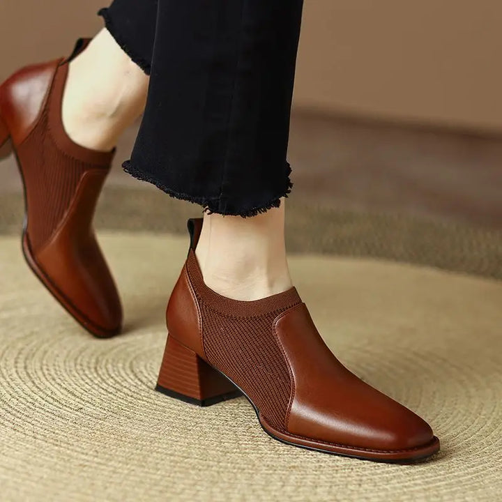 Else Square Toe Block Heel Boots