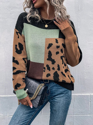 Odalys Vintage Leopard Patchwork Sweater