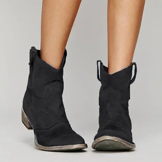 Camellia Vintage Cowboy Ankle Boots