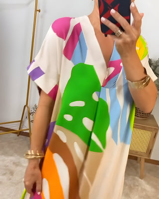 Roos Colorful Leaf Print Dress
