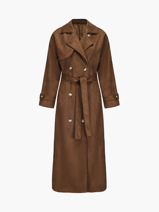 Nadine Long Suede-Look Trench Coat