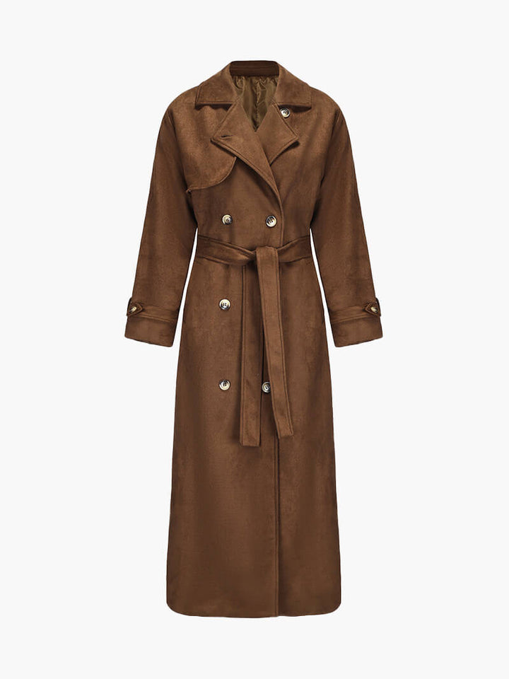 Nadine Long Suede-Look Trench Coat