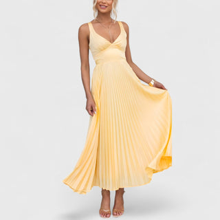 Yvenora Pleated V-Neck Dress