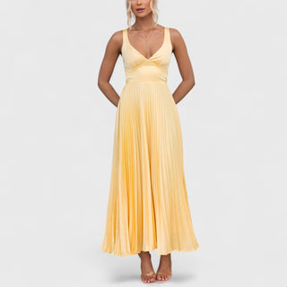 Yvenora Pleated V-Neck Dress