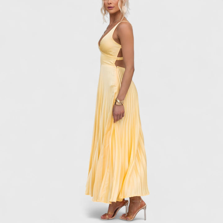 Yvenora Pleated V-Neck Dress