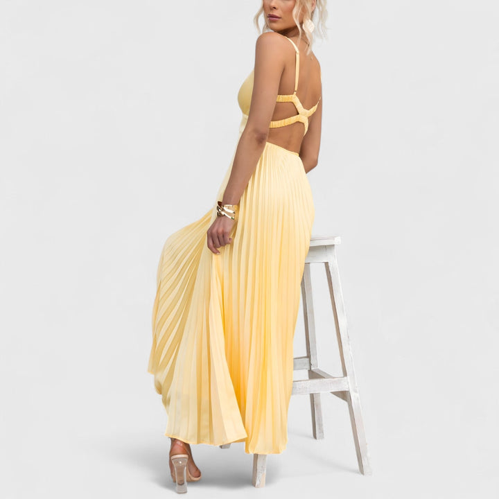 Yvenora Pleated V-Neck Dress