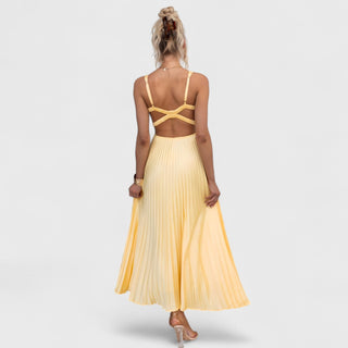 Yvenora Pleated V-Neck Dress