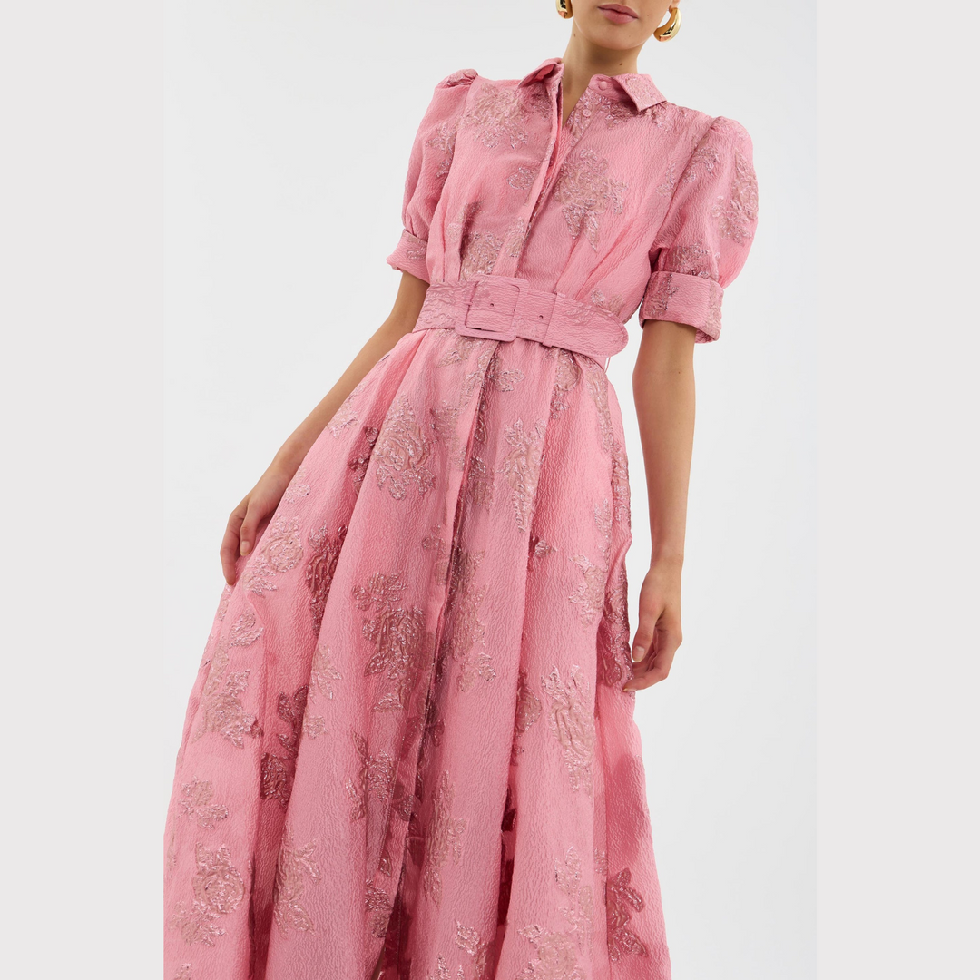 Beatrice Pink Puff Sleeve Dress