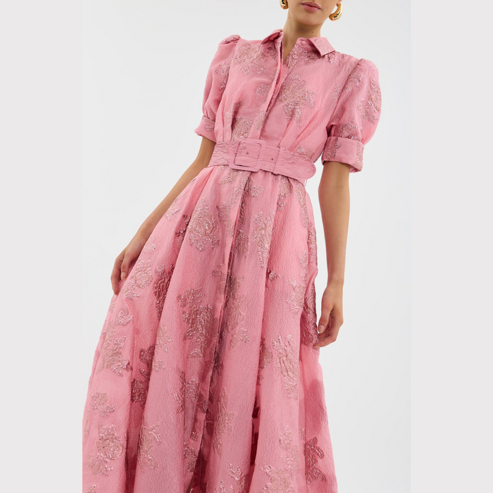 Beatrice Pink Puff Sleeve Dress