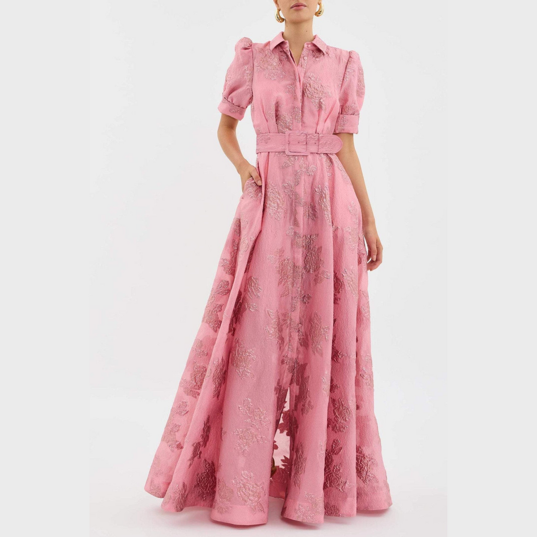 Beatrice Pink Puff Sleeve Dress