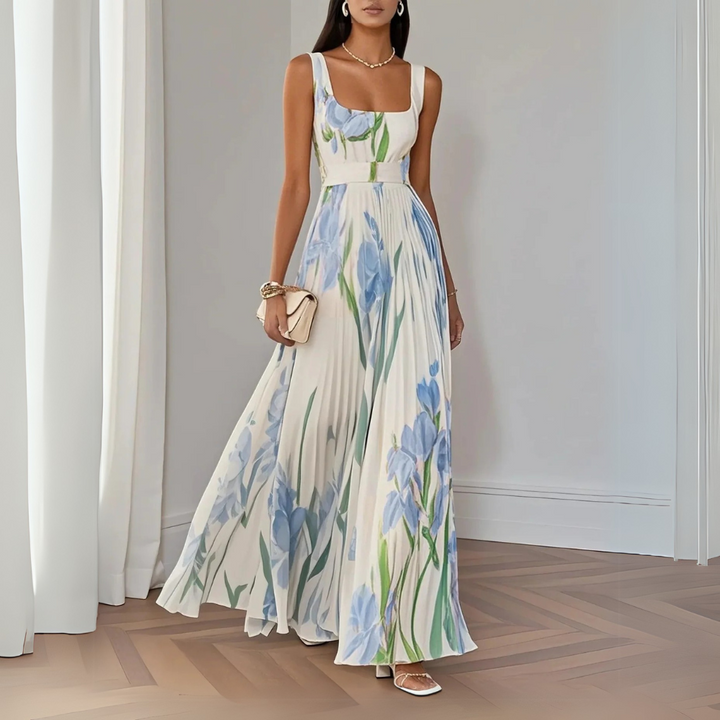 Nina Pleated Floral Maxi Dress