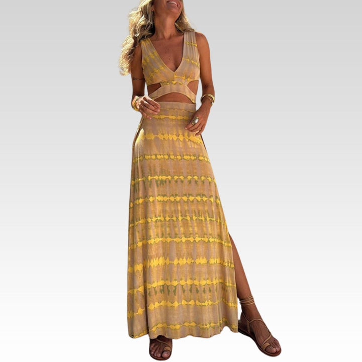 Angelica Stretch Slit Printed Dress