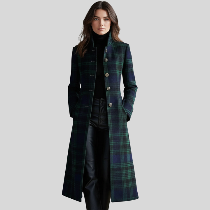 Quinn Plaid Tailored Long Coat