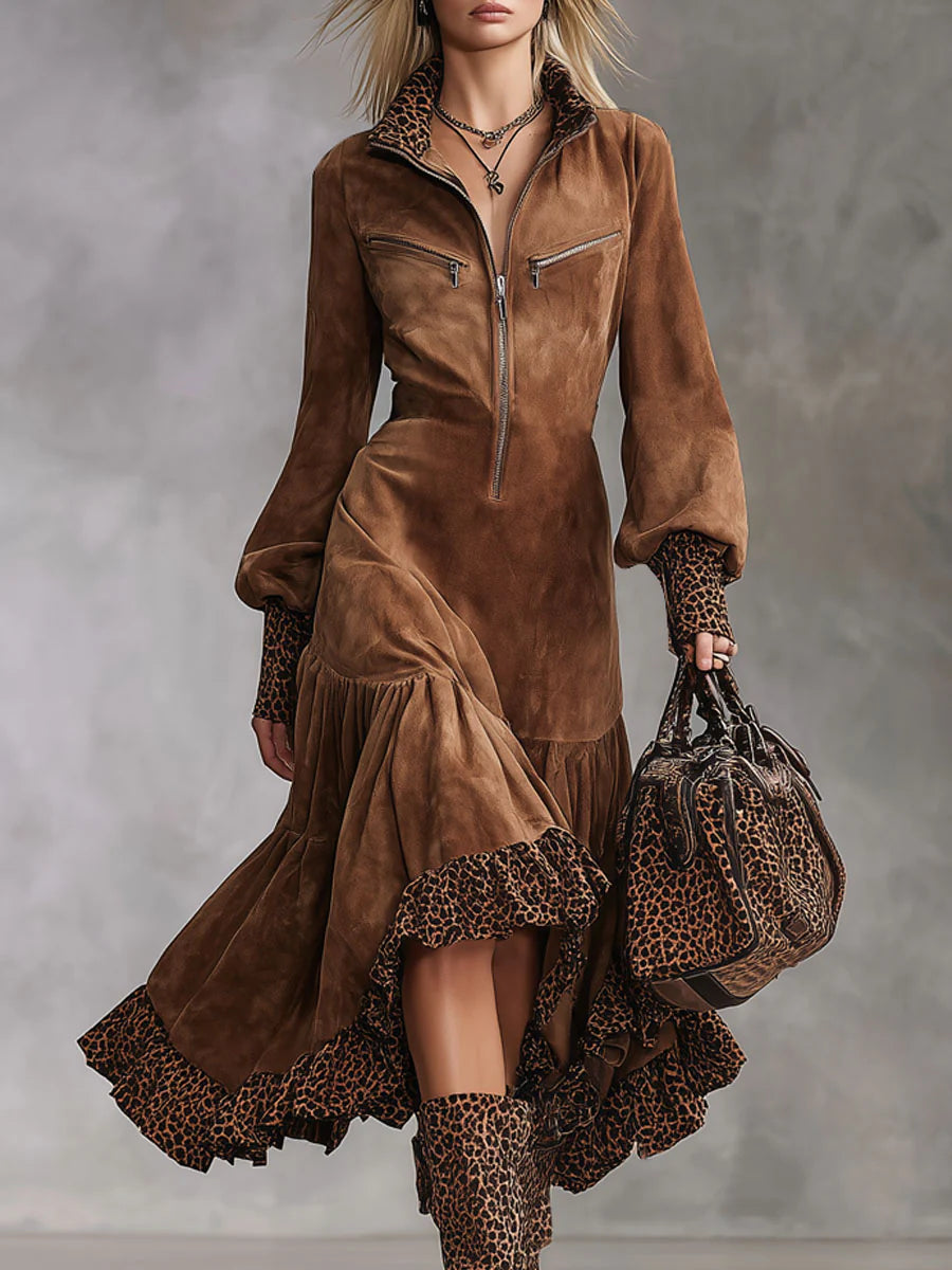 Coraline Leopard Print Midi Dress