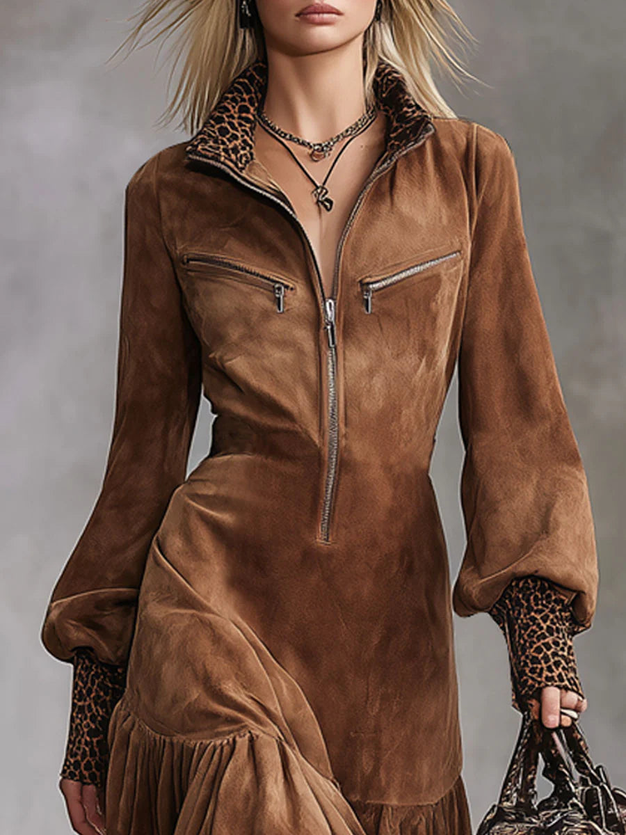 Coraline Leopard Print Midi Dress