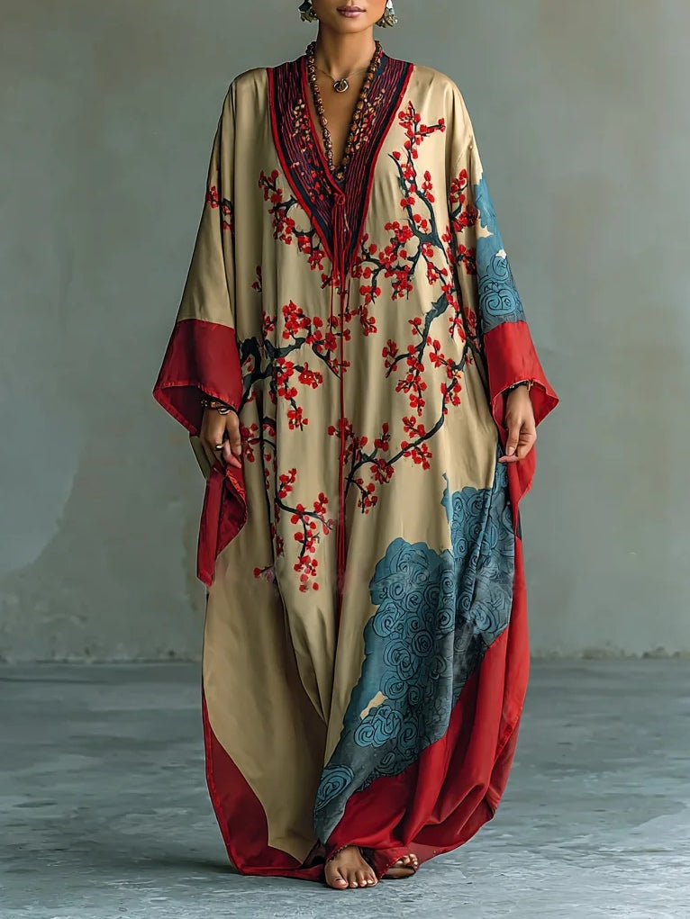 Zaki Japanese Plum Blossom Maxi Dress