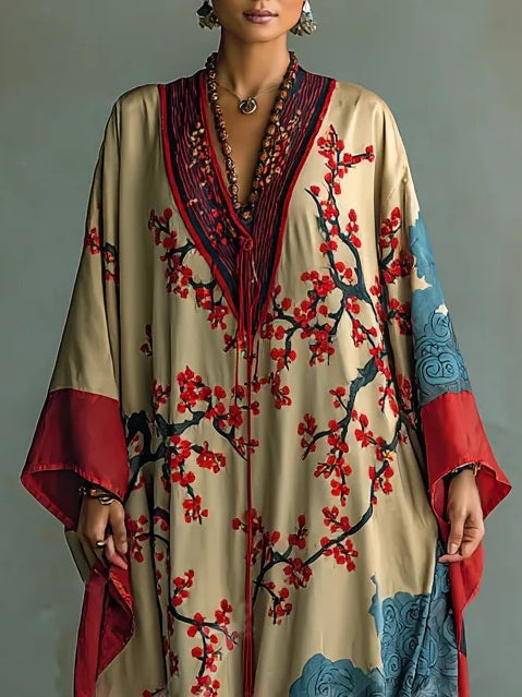 Zaki Japanese Plum Blossom Maxi Dress