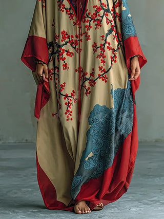Zaki Japanese Plum Blossom Maxi Dress