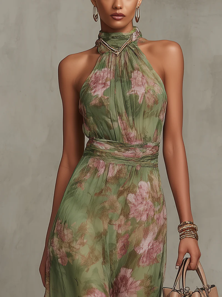 Alejandra Green Floral Maxi Dress
