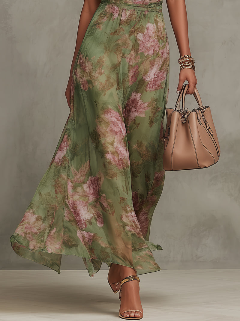 Alejandra Green Floral Maxi Dress
