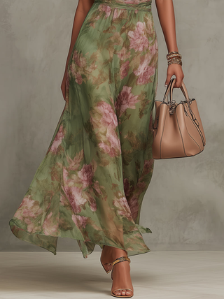 Alejandra Green Floral Maxi Dress