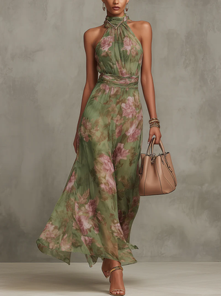 Alejandra Green Floral Maxi Dress