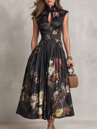 Dunora Pleated Floral Midi Dress