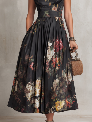 Dunora Pleated Floral Midi Dress